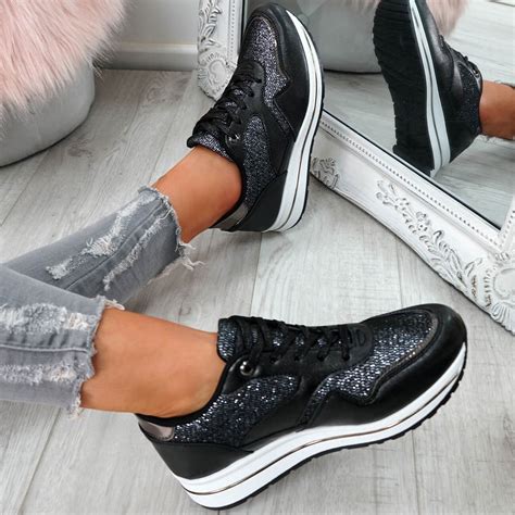 chanel black glitter trainers|Glitter trainers Chanel Black size 38.5 EU in Glitter .